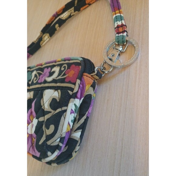 Vera Bradley Zip Wristlet Wrist Wallet Floral Small Quilted Logo Keychain Strap - Picture 3 of 13